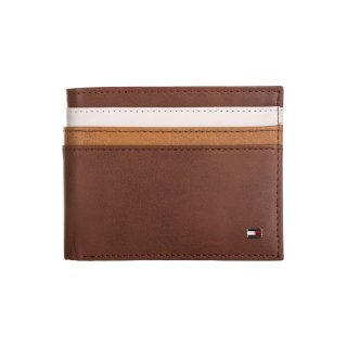Tommy Hilfiger Mens Premium Leather Wallet Pass Case Tan