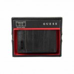 Guess Men\'s Leather Credit Card Id Wallet Passcase Trifold Black