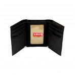 Levi\'s Men\'s Leather Credit Card Wallet Embossed Logo Black 31LV1179