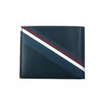 Tommy Hilfiger Men\'s Leather Double Bifold Credit Card Wallet Navy