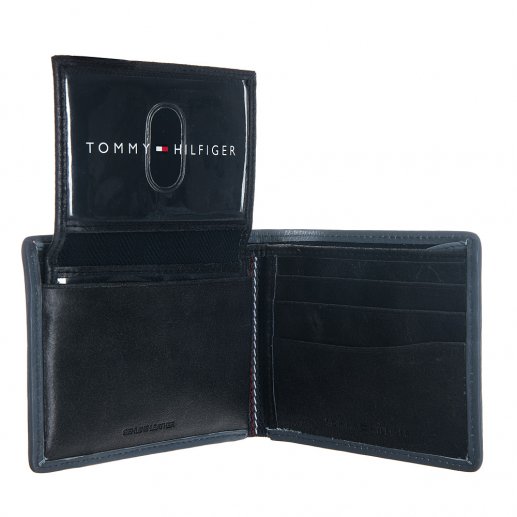 Tommy Hilfiger Billfold Passcase Credit Card ID Men\'s Navy Leather