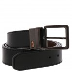 Levi\'s Men\'s Reversible Belt with Tone Logo Buckle Black-Brown