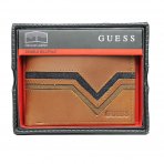 Guess Men\'s Leather Credit Card ID Wallet Passcase Billfold Brown 31GU13X006