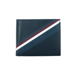 Tommy Hilfiger Men's Leather Double Bifold Credit Card Wallet Navy
