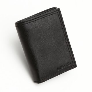 Levi's Premium Leather Passcase Trifold ID Credit Card Wallet Black