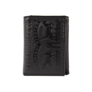 Levi's Men's Leather Credit Card Wallet Embossed Logo Black 31LV1179