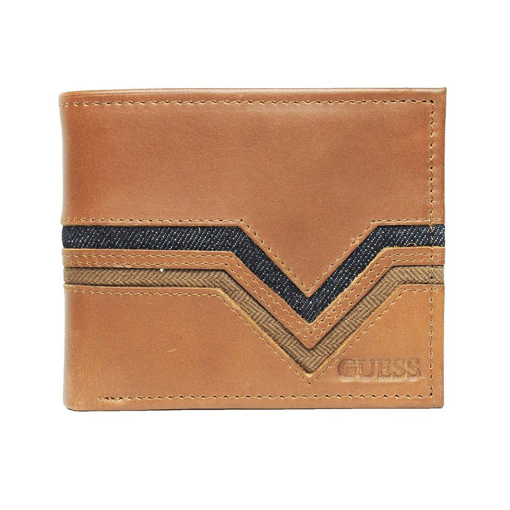 Guess Men's Leather Credit Card ID Wallet Passcase Billfold Brown 31GU13X006