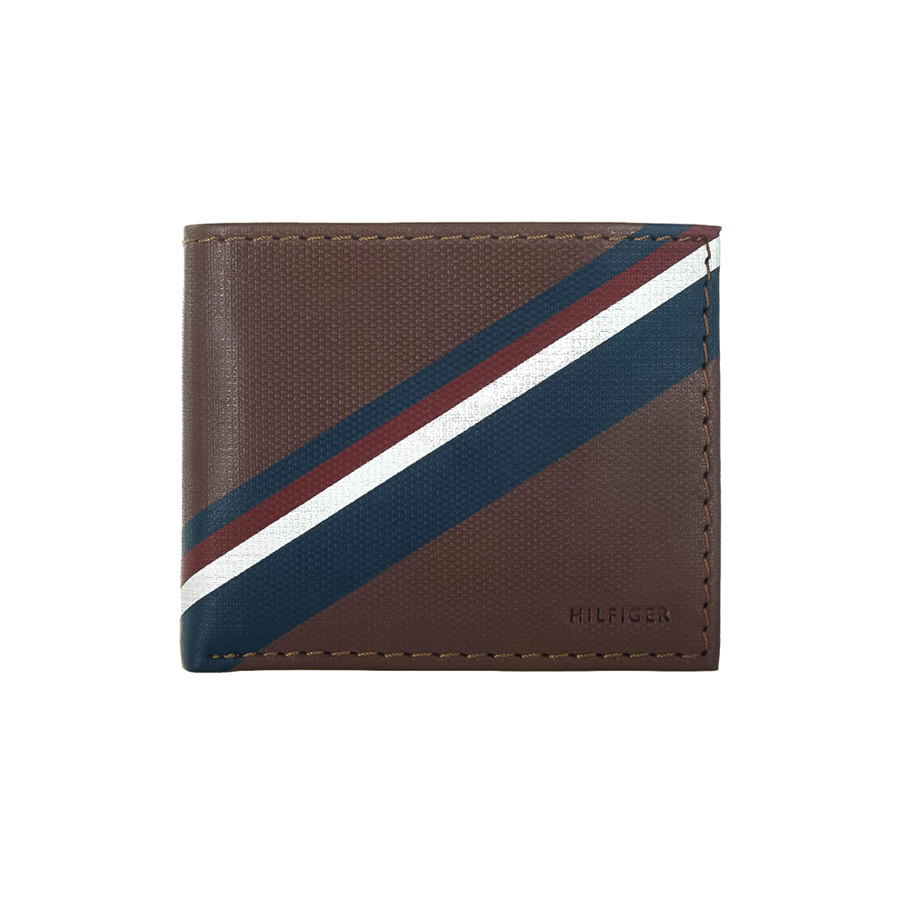 Tommy Hilfiger Mens Premium Leather Wallet Pass Case Honey Tan
