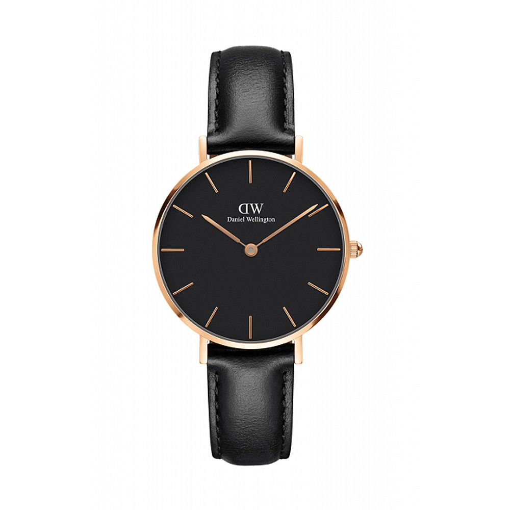 Classic Petite Sheffield Black 32mm Rose Gold DW00100168