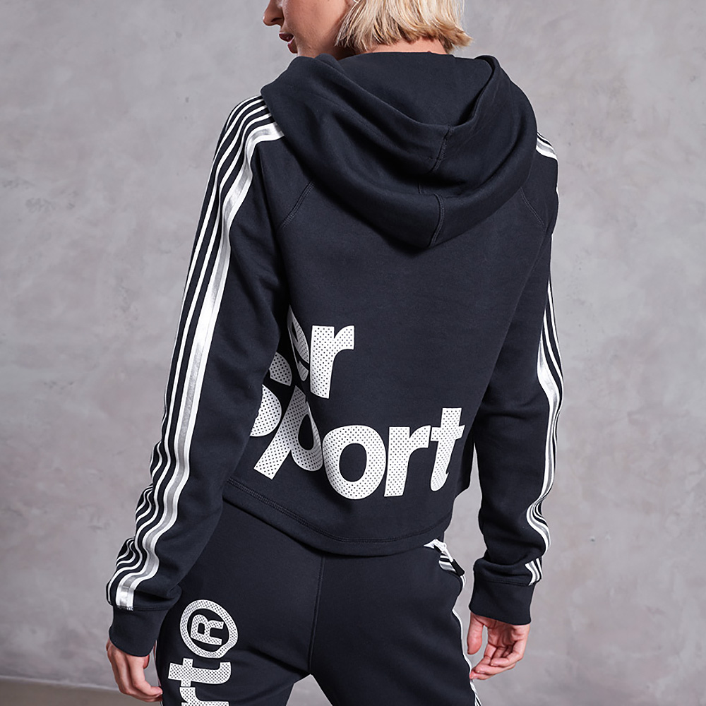 SUPERDRY COMBAT SPORT CROP HOOD - Black SUPERDRY COMBAT SPORT CROP HOOD - Black