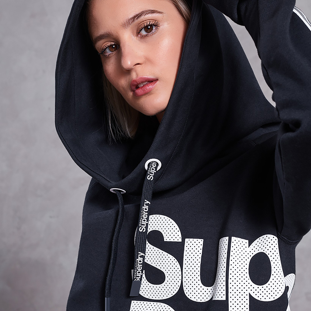 SUPERDRY COMBAT SPORT CROP HOOD - Black SUPERDRY COMBAT SPORT CROP HOOD - Black