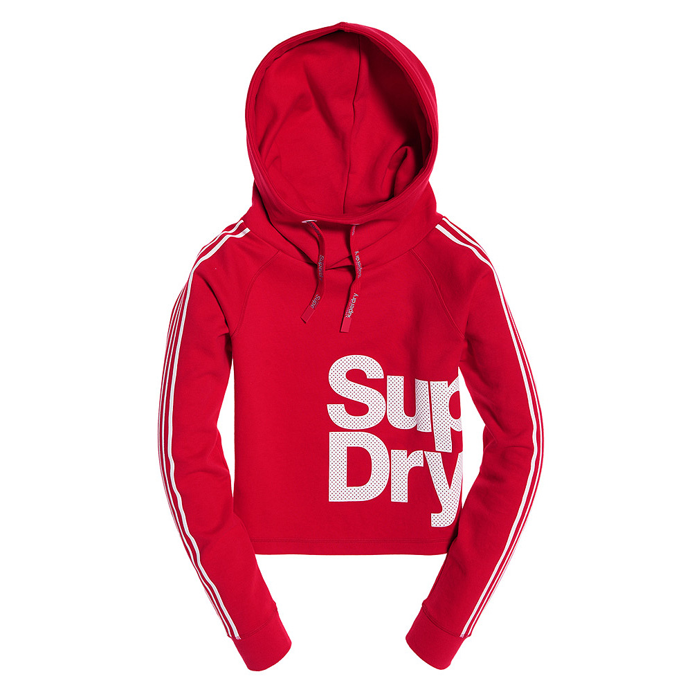 SUPERDRY COMBAT SPORT CROP HOOD - Red