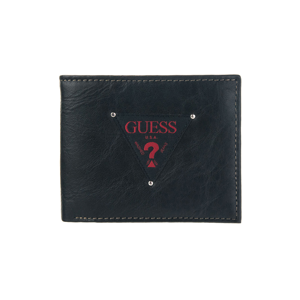 Guess Men's Daniel Black Leather Billfold Credit Card ID Wallet